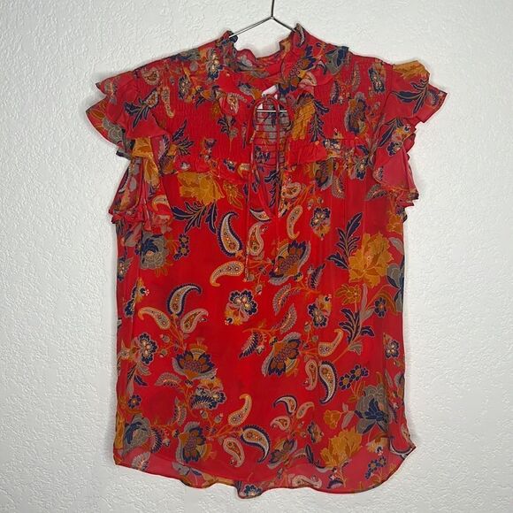 New GILNER FARRAR Sienna Blouse in Paradise Red Small - Picture 2 of 14
